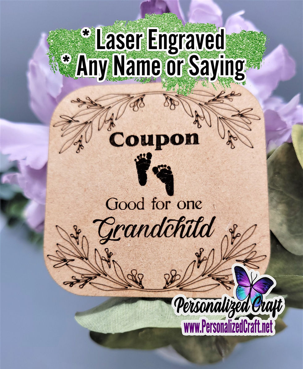 Unique One of a Kind Pregnancy Reveal, Engraved Wood Coupon Good For New Baby