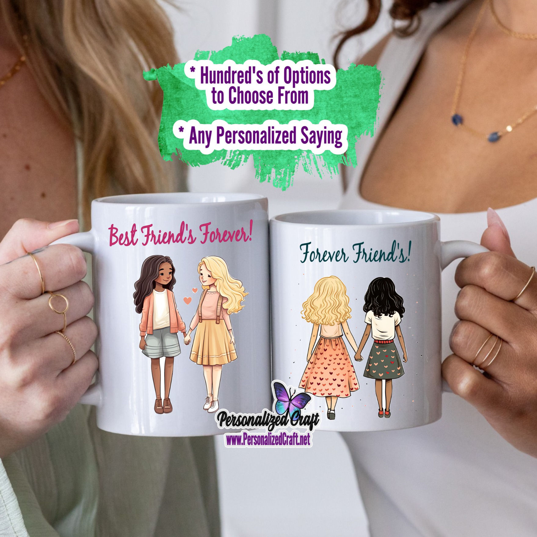 Best Friend Mugs, PRE-TEEN Adorable Young Cartoon Kids Coffee and Tea Mugs