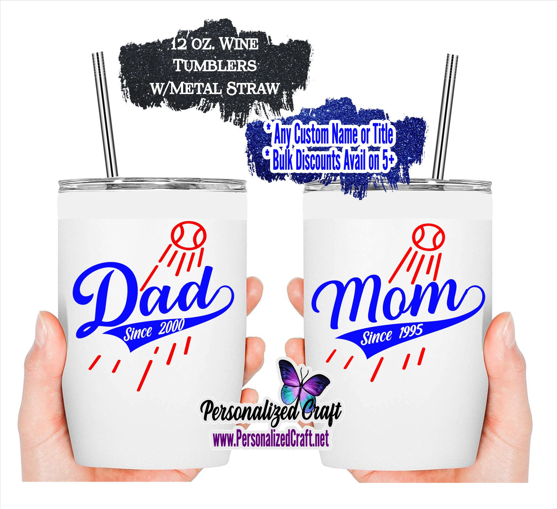 Dodgers Baseball Daddy Since Wine Tumbler, New Dodgers Dad, Custom Dodgers Name