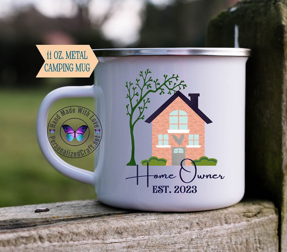 Thumbnail: Personalized Housewarming Gift Metal Camping Mug, Custom Realtor Thank You Present