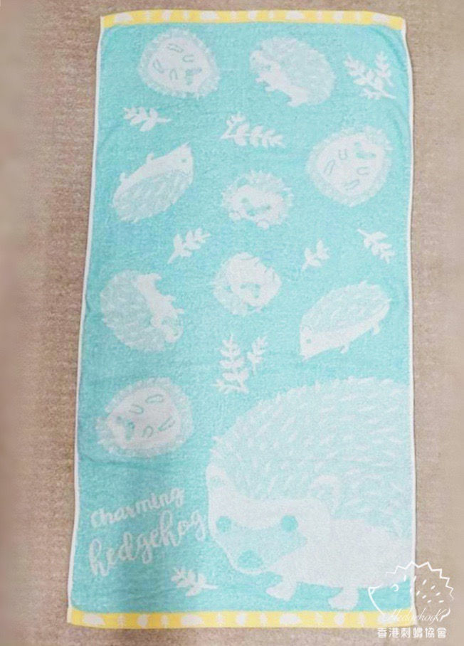 縮圖：刺蝟圖案大毛巾（淺藍色）