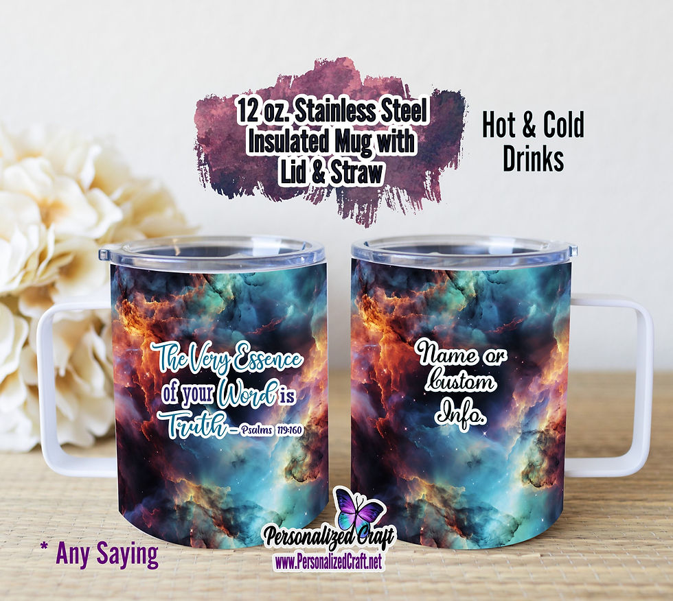 3D Nebula Space Clouds Insulated Metal Mugs with Lid, Unique JW Gifts