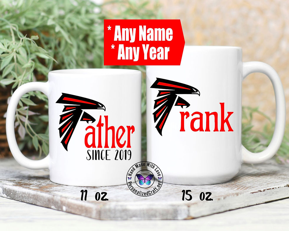 Thumbnail: Atlanta Georgia Falcons Father Since Mug, Unique Football Inspired Baby Reveal