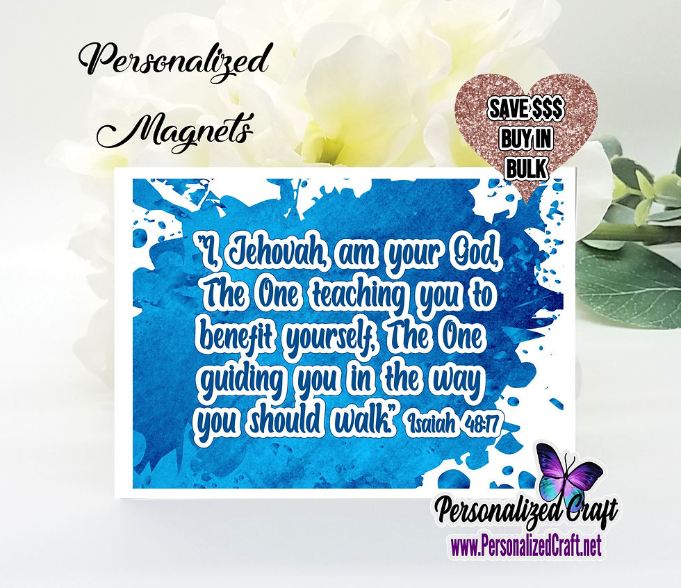 Thumbnail: JW Magnet Gift, I Jehovah Am Your God, Isaiah 48:17 JW Gift, Baptism Bible Study, blue splash