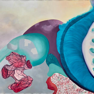 Multiple Interpretations II, oils and spray paint on primed canvas, 160 cm x 200 cm
