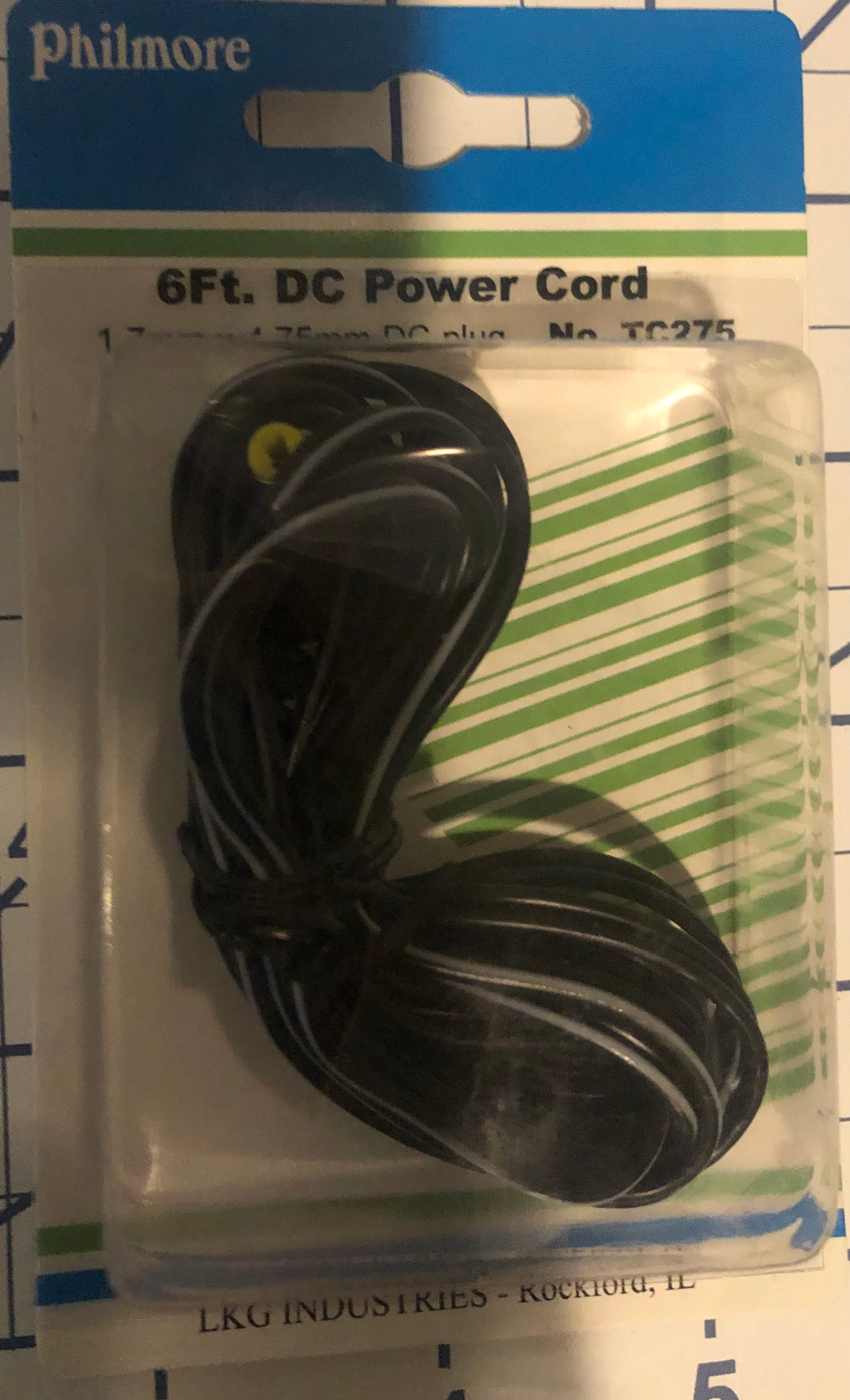 6FT. DC Power Cord 1.7x4.75mm DC Plug