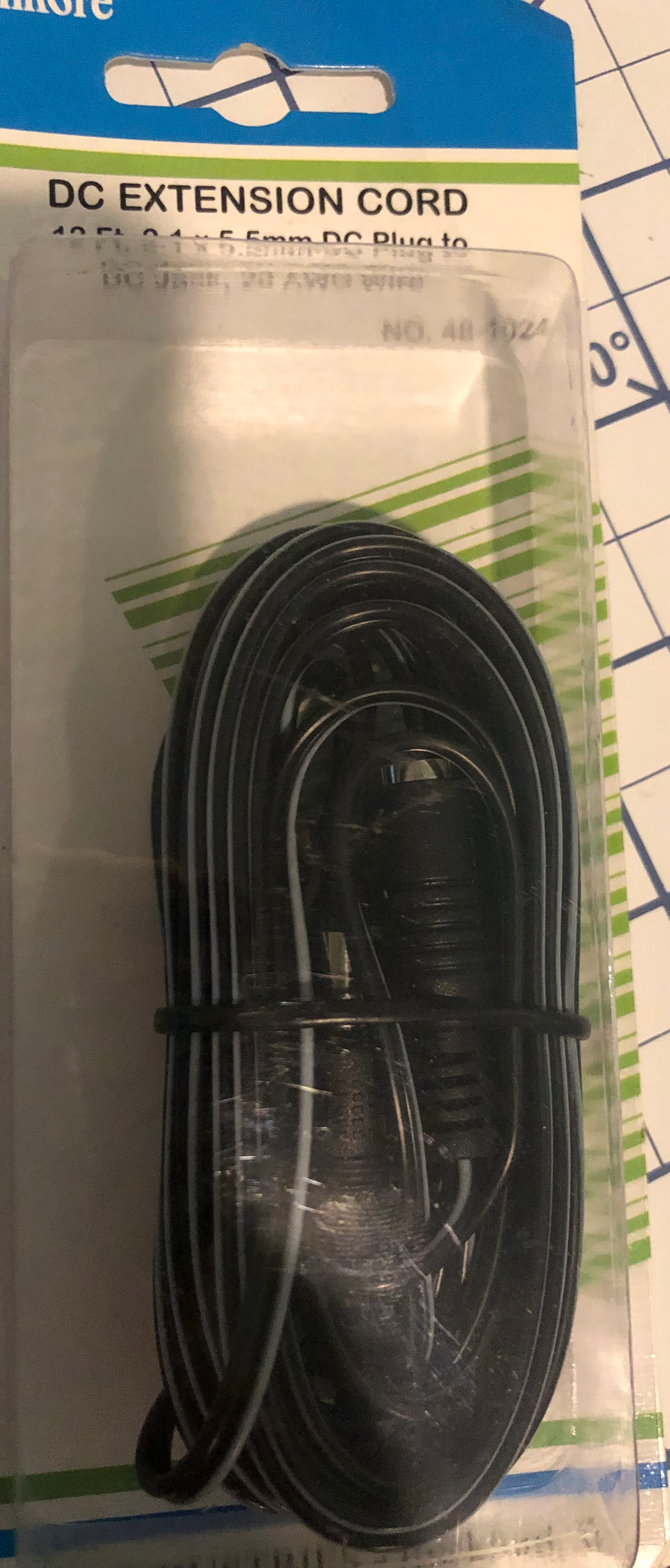 DC Extension Cord 12Ft. 2.1x5.5mm Plug to Jack