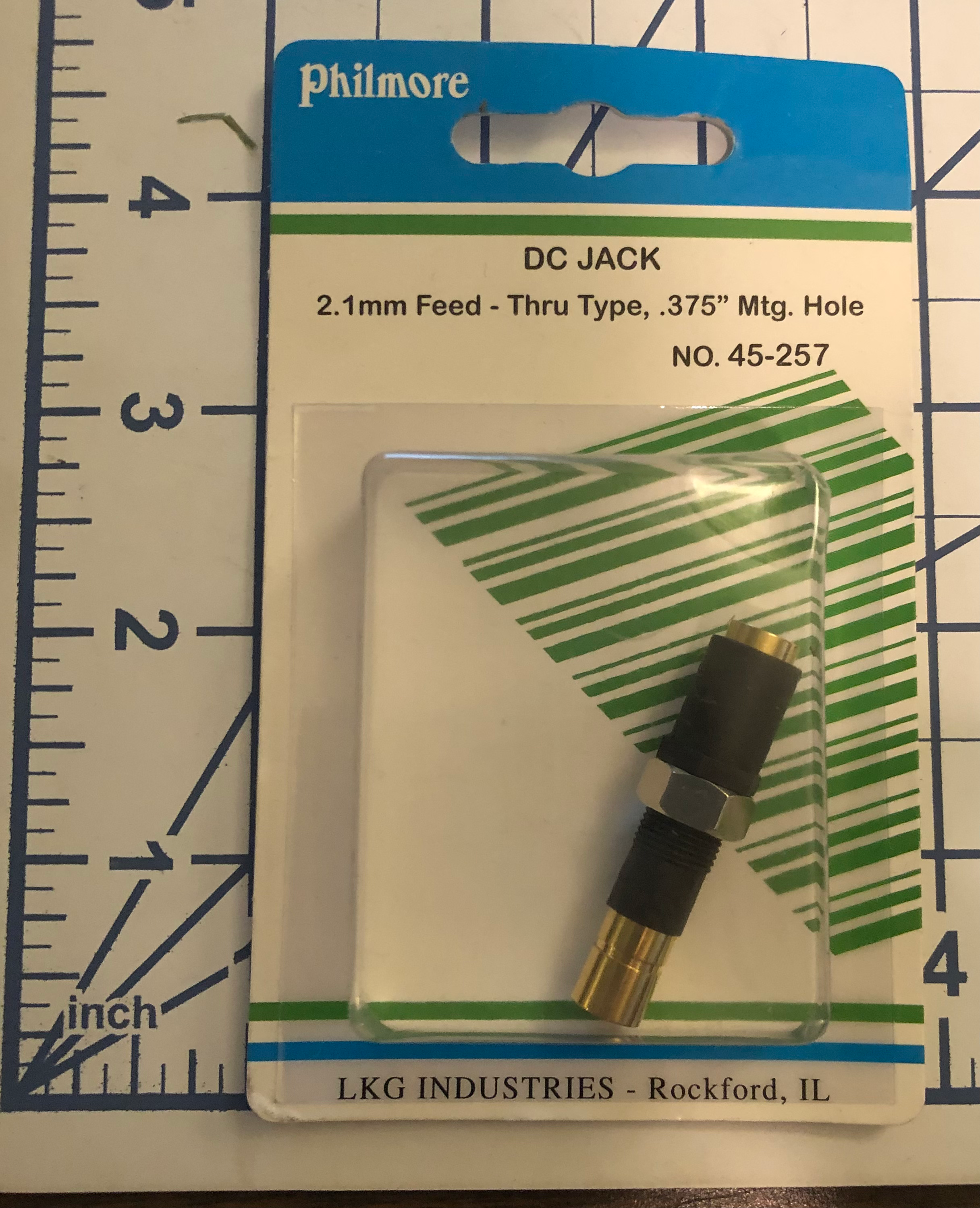 DC Jack 2.1mm Feed - Thru Type, .375" Mtg. Hole