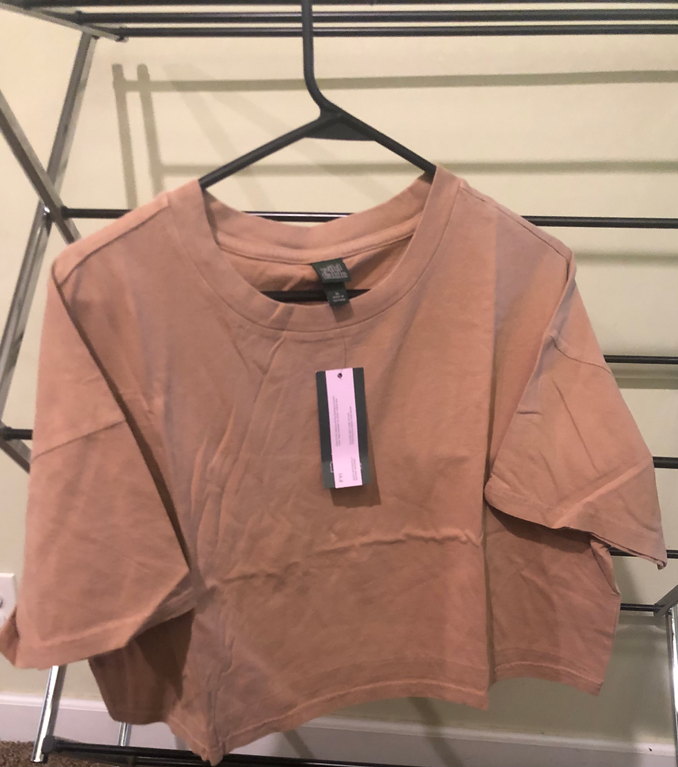 Womens Short Sleeve Boxy Cropped Top crew neck Tee