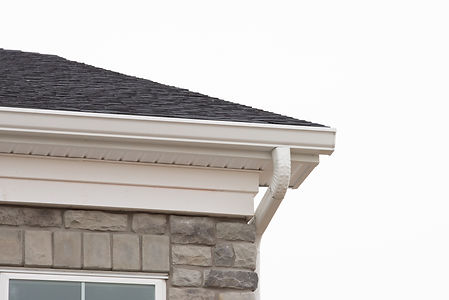 White plastic rain guttering system guttering drainage pipe exterior modern wall vinyl new