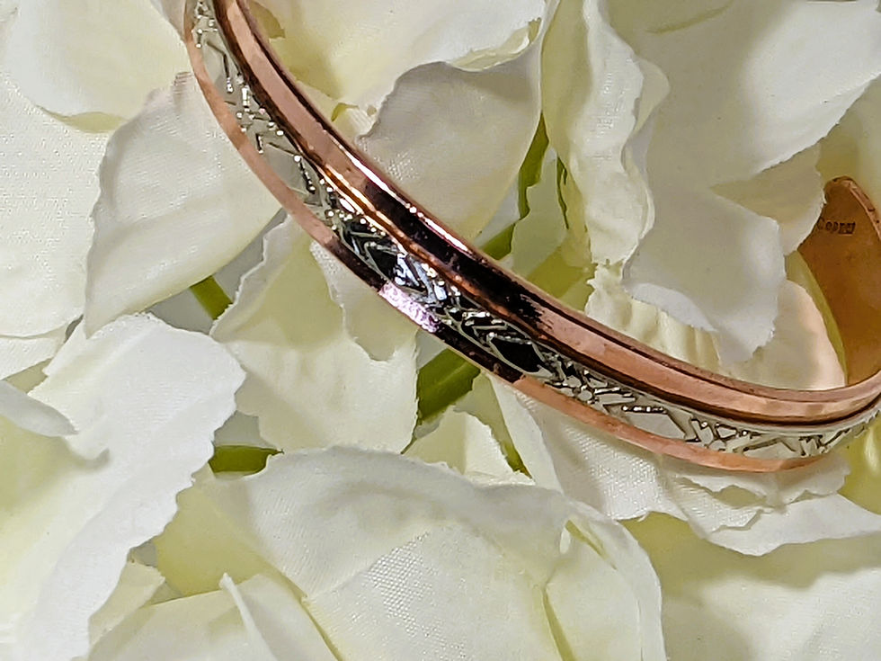Thumbnail: Copper with White Copper Bracelet - men / women sizes
