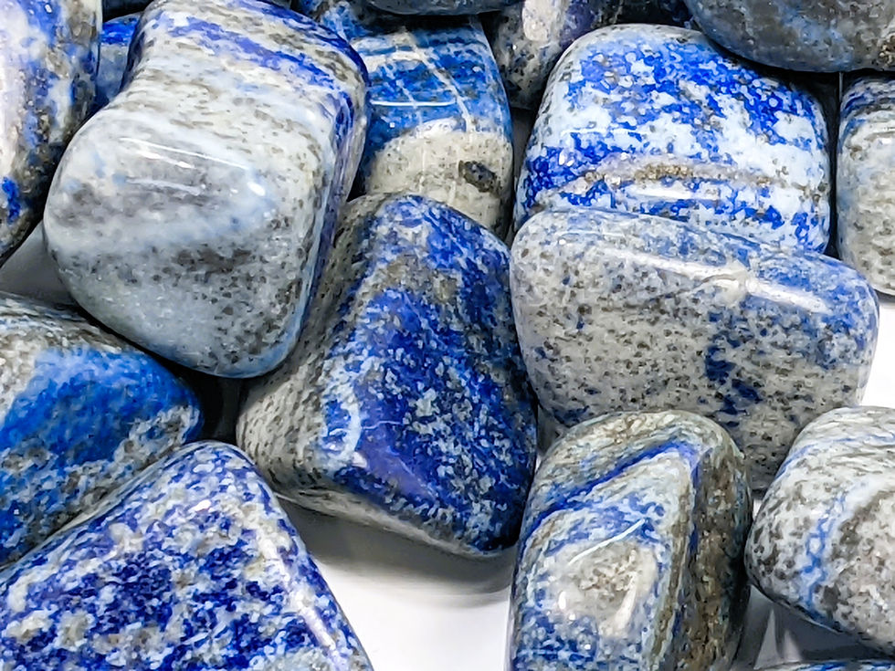 Polished Lapis Lazuli tumble with natural Pyrite flecks