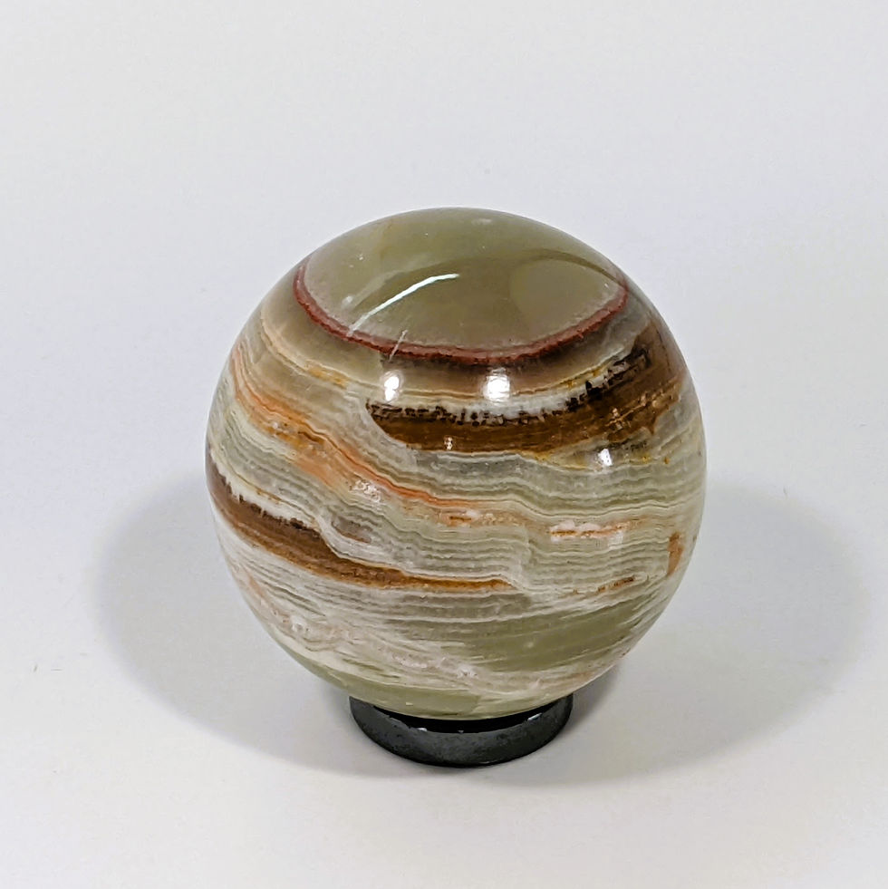 Gorgeous Onyx (Banded Calcite) Spheres in shades of green, brown, cream