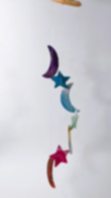 Colorful Agate wind chimes in stars and moons