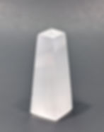 Selenite obelisk used for meditation and energy clearing