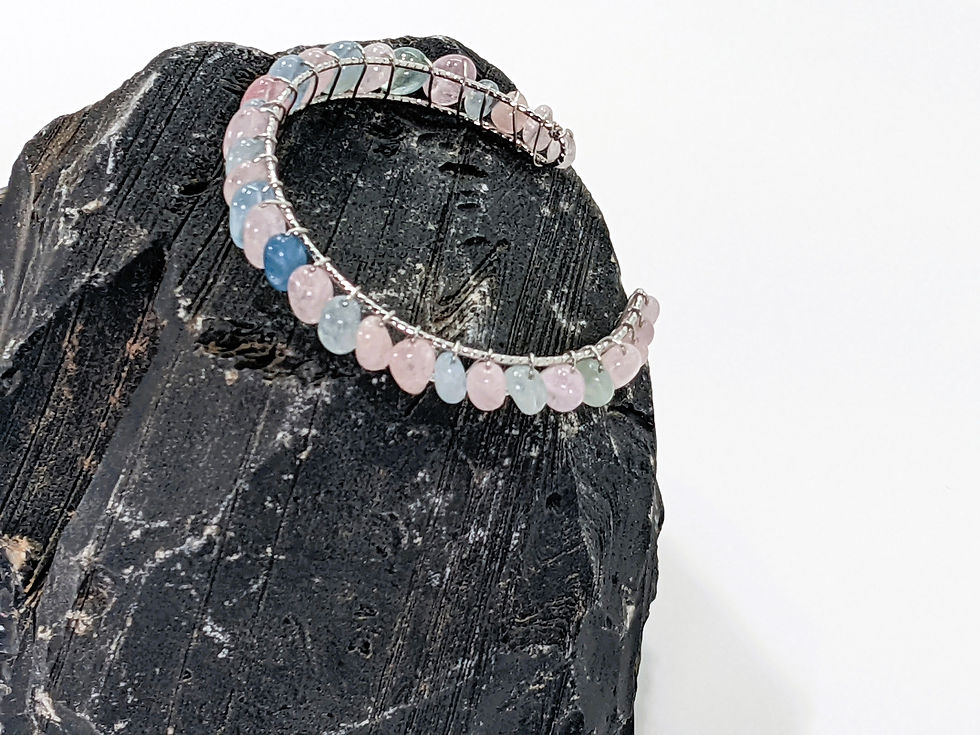 Rainbow fluorite polished cuff bangle with 18k white gold overlay