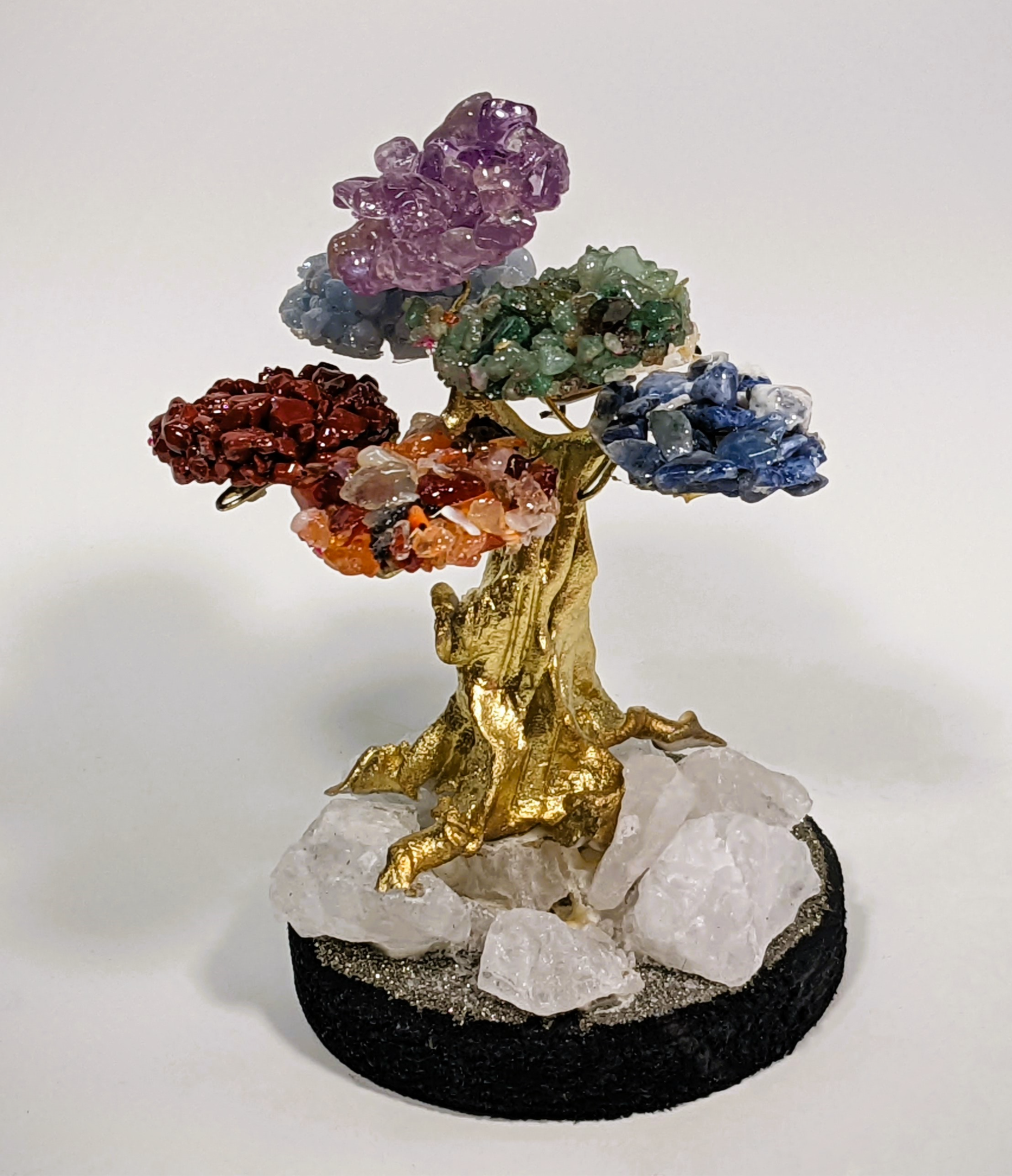 Chakra Gemstone Tree w/Quartz Base