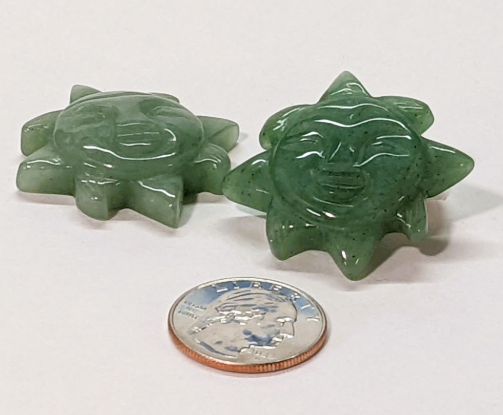 Green Aventurine Suns smiling in lovely shades of green