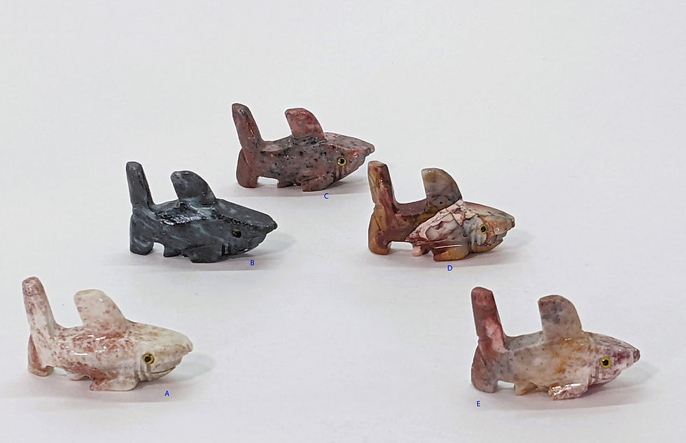 Small soapstone great white shark carving, representing strength, confidence, and intuition.