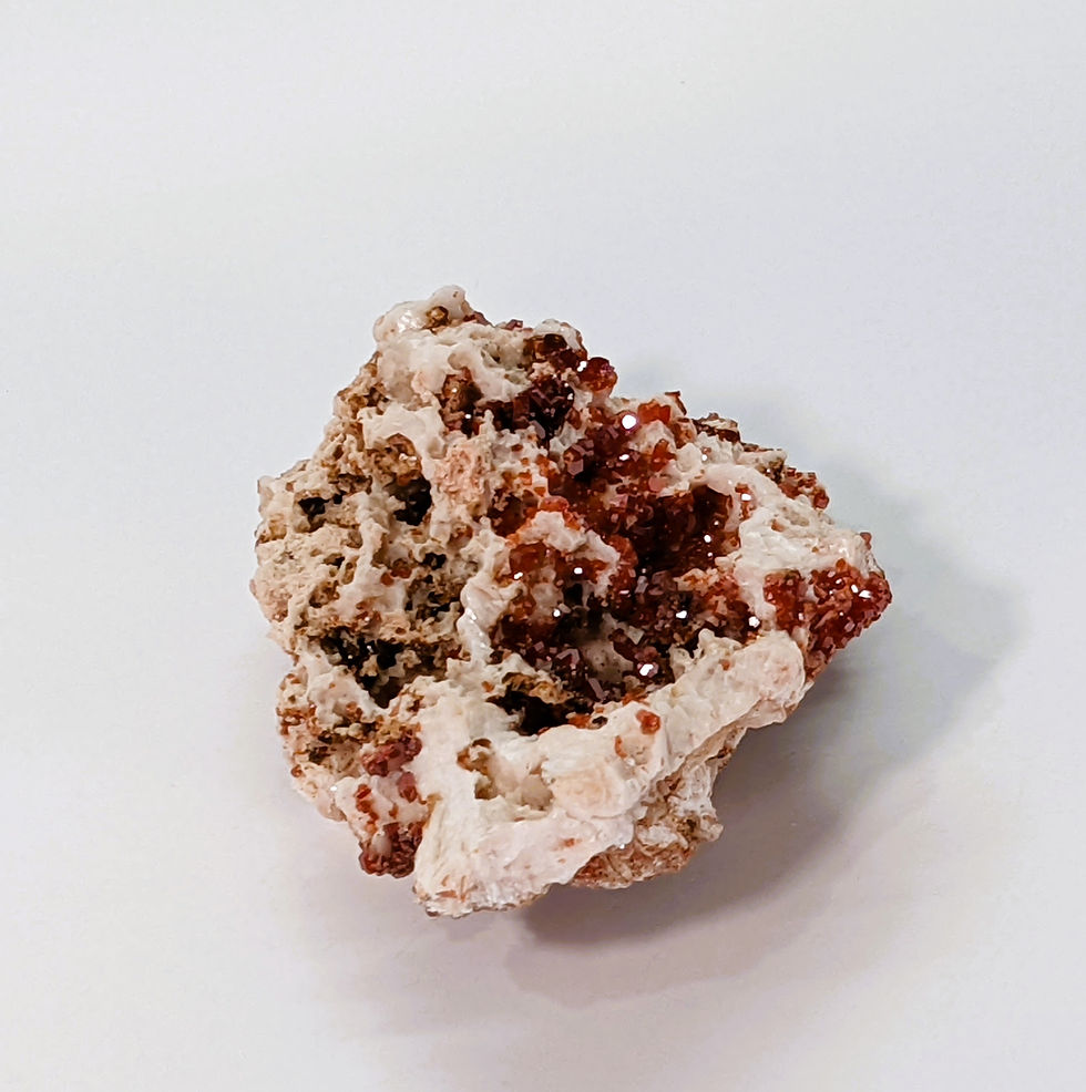 Thumbnail: Gorgeous and dazzling Vanadinite with red crystals on snowy white Barite