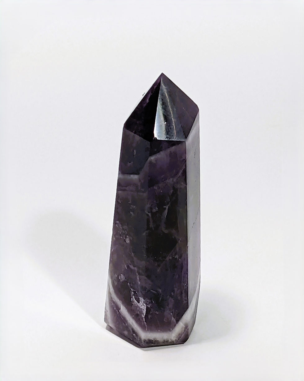 Thumbnail: Chevron Amethyst Points with purple and white banded patterns