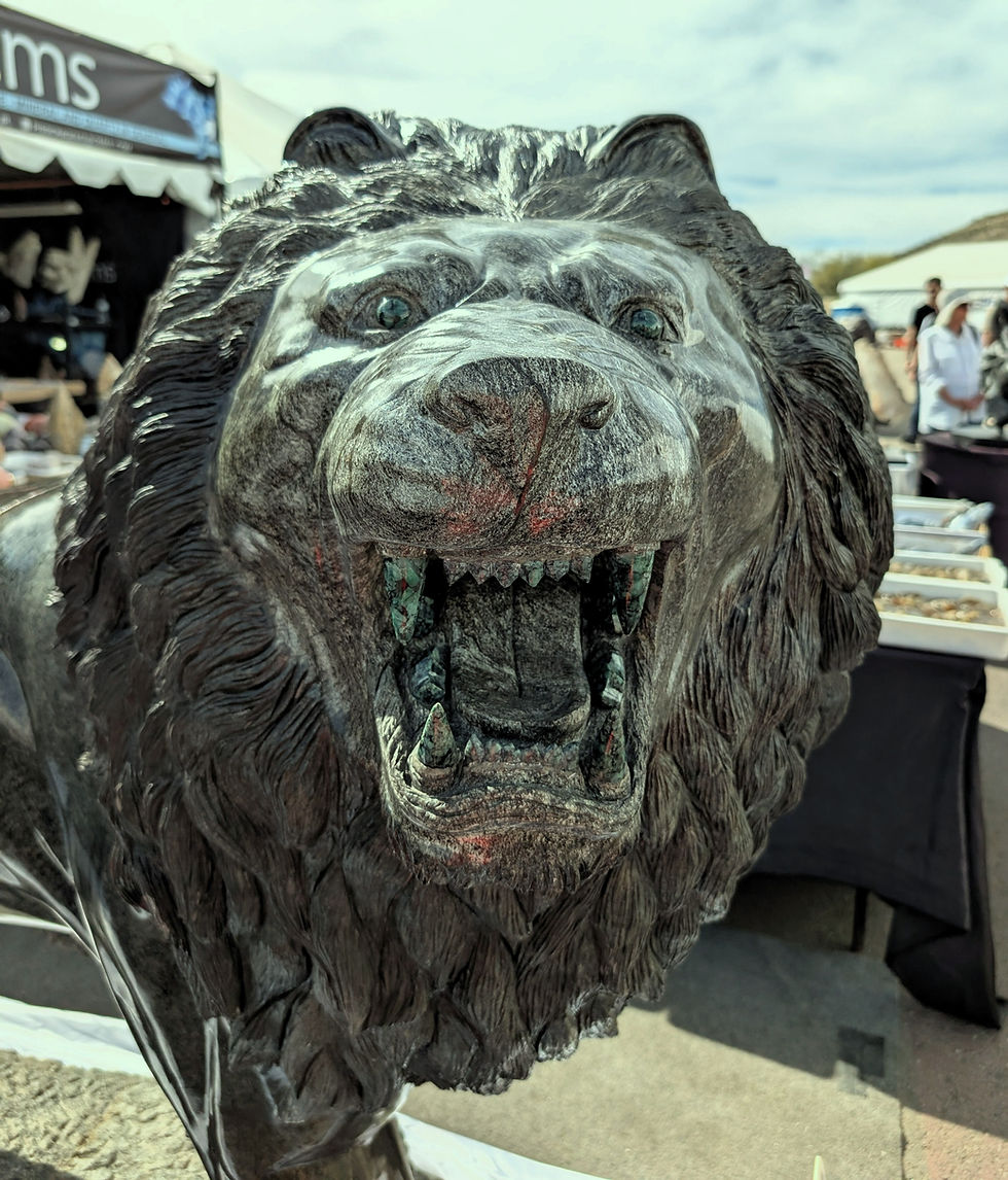 Magnificent carved Malachite lion statue in Tucson
