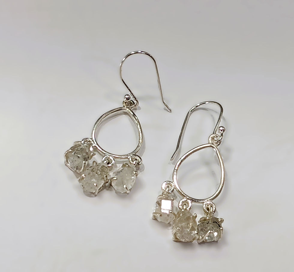 Thumbnail: Sterling silver dangle earrings featuring sparkling Herkimer Diamond gemstones.