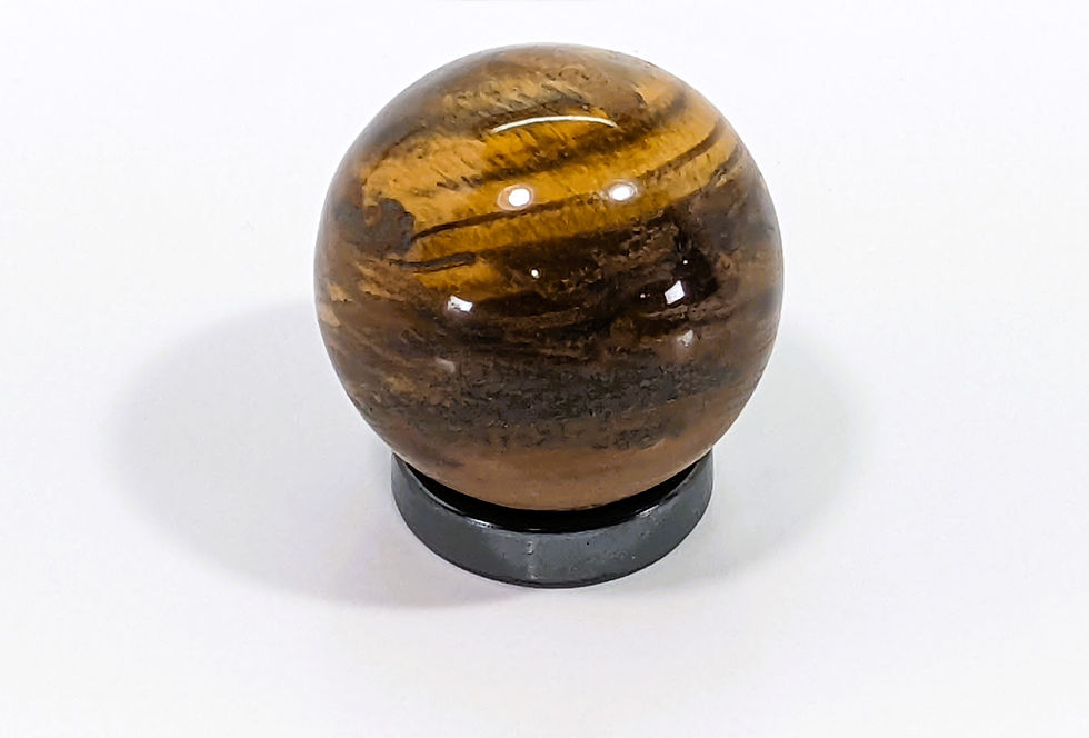 Thumbnail: Tiger Iron crystal sphere with rich red, gold, and dark metallic bands.