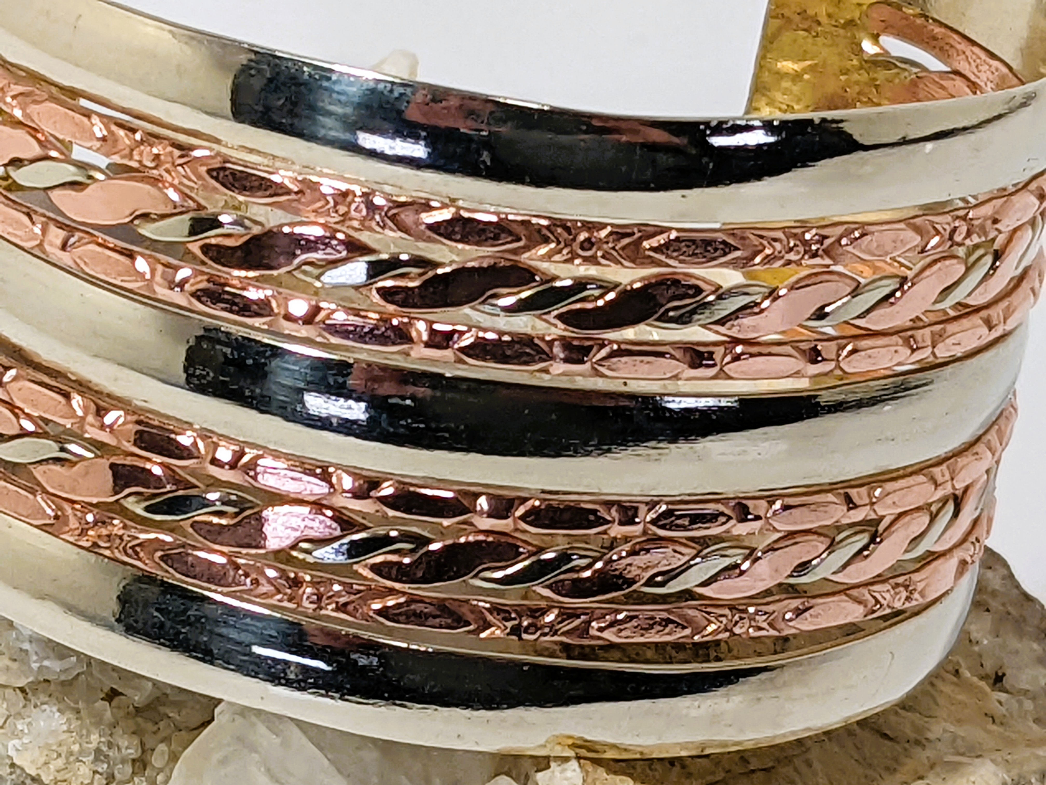 Gorgeous copper bracelet with white copper in multi-strands