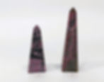 Rhodonite Obelisk showing swirling pink and black patterns