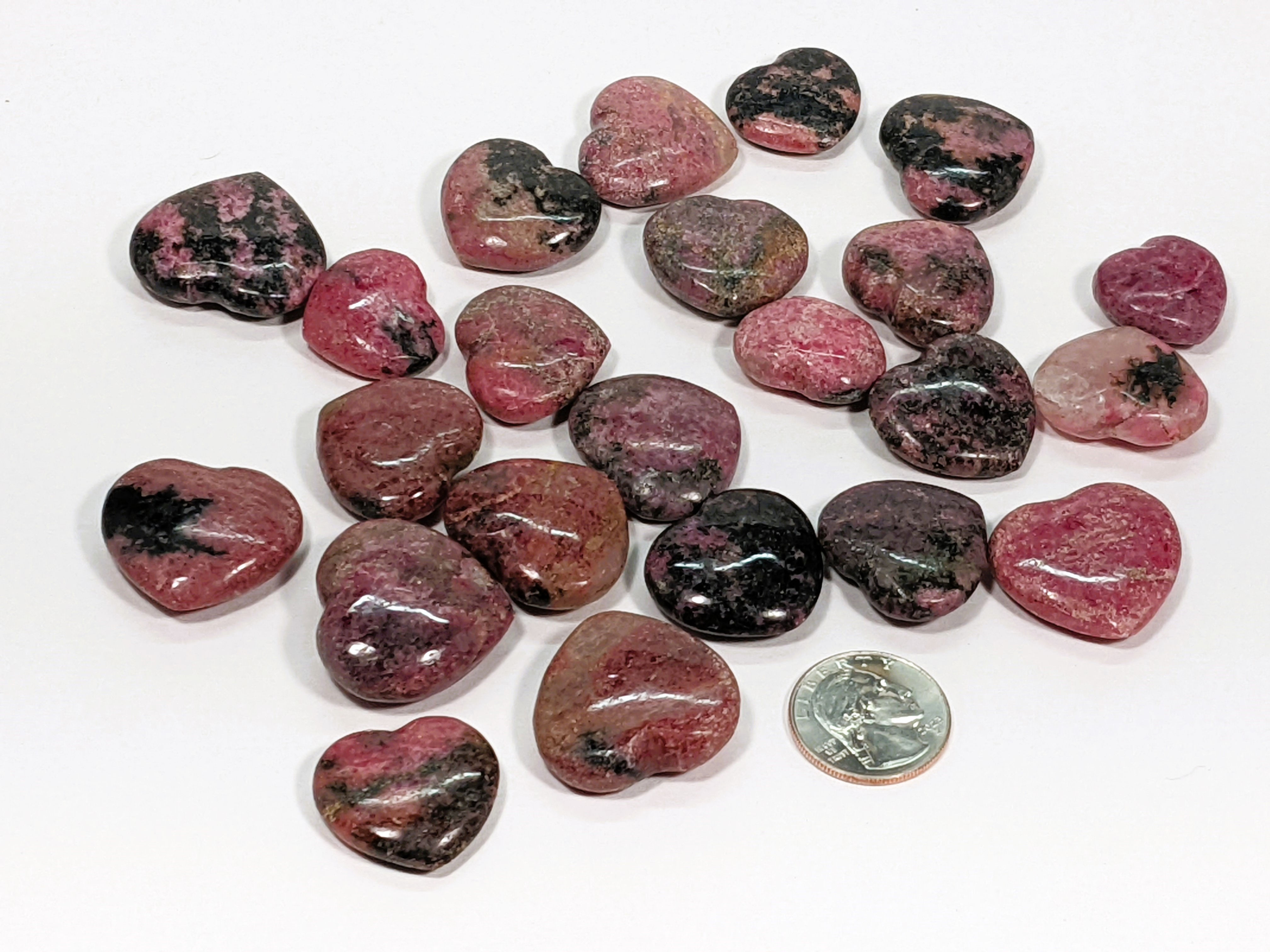 Small Rhodonite heart for love and emotional balance.