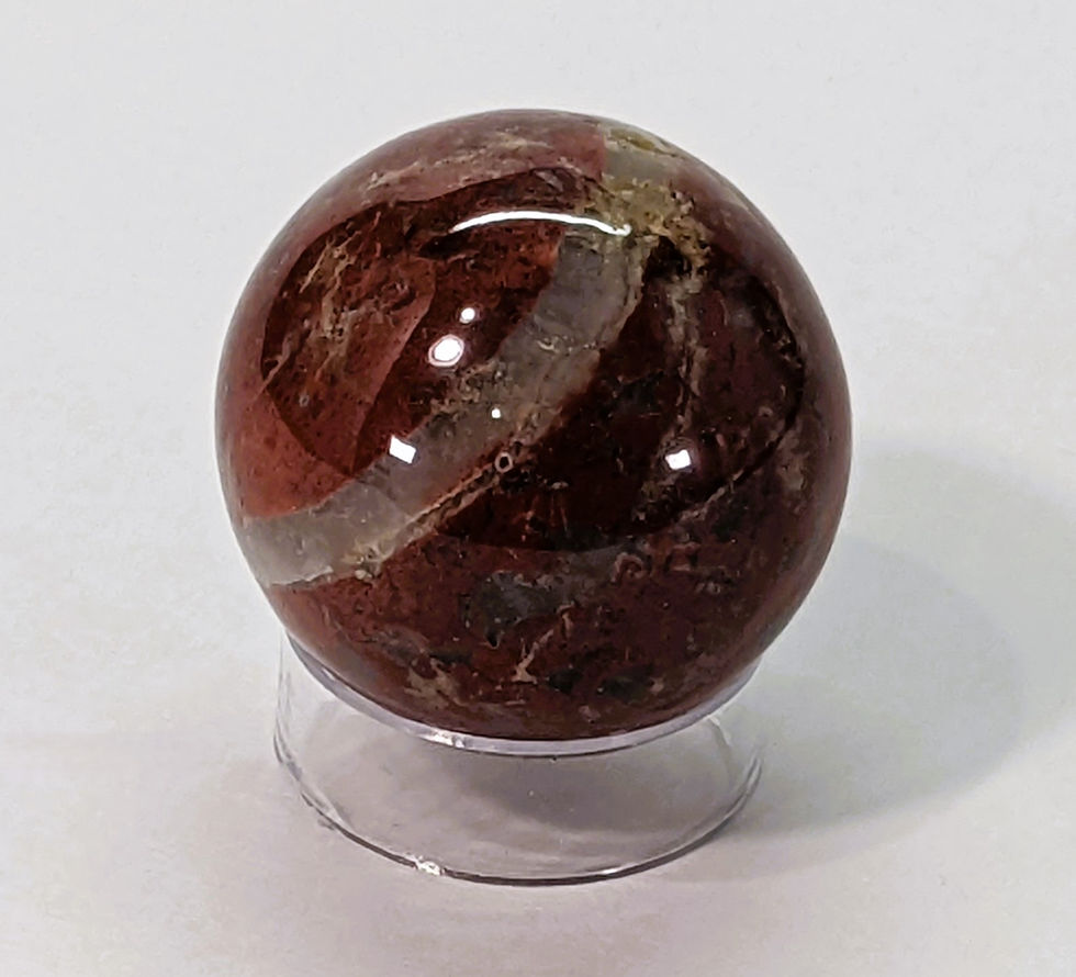 Thumbnail: Red Jasper sphere with a smooth, vibrant surface, known for its energizing properties and ability to enhance creativity