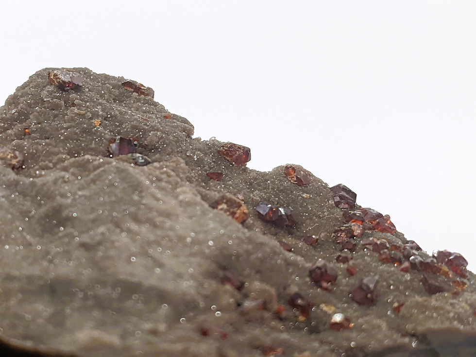 Thumbnail: Rough Garnet in Matrix specimen with deep red crystals set in natural stone.