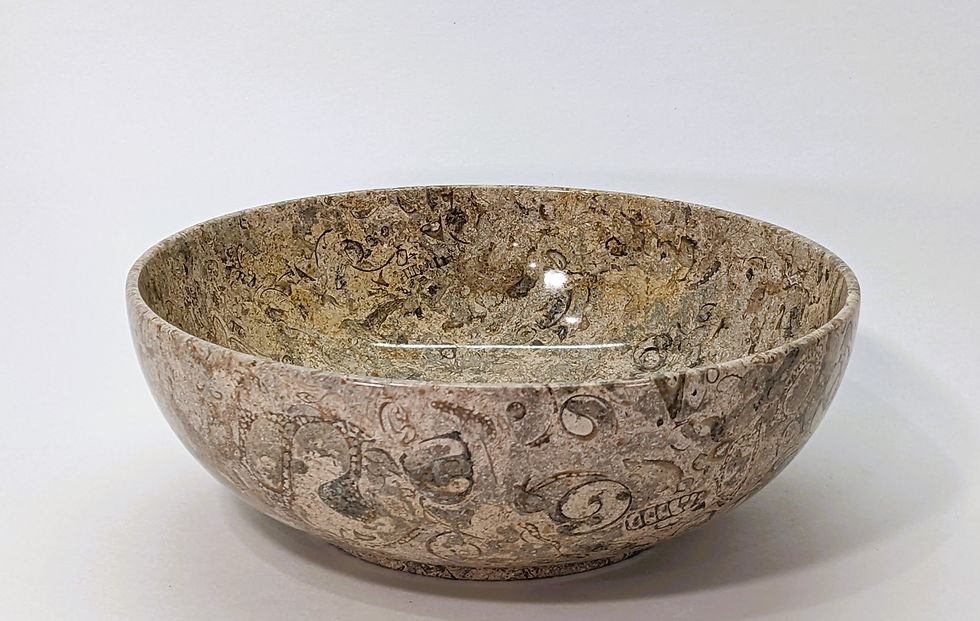 Thumbnail: Truly unique carved Fossilized Limestone Bowl