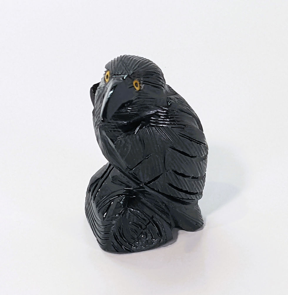 Thumbnail: Polished Black Onyx raven at jujujems.com