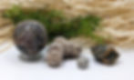 Desert Rose Cluster, Ocean Jasper Sphere, Cheetah Jasper, and Kiwi Jasper tumble