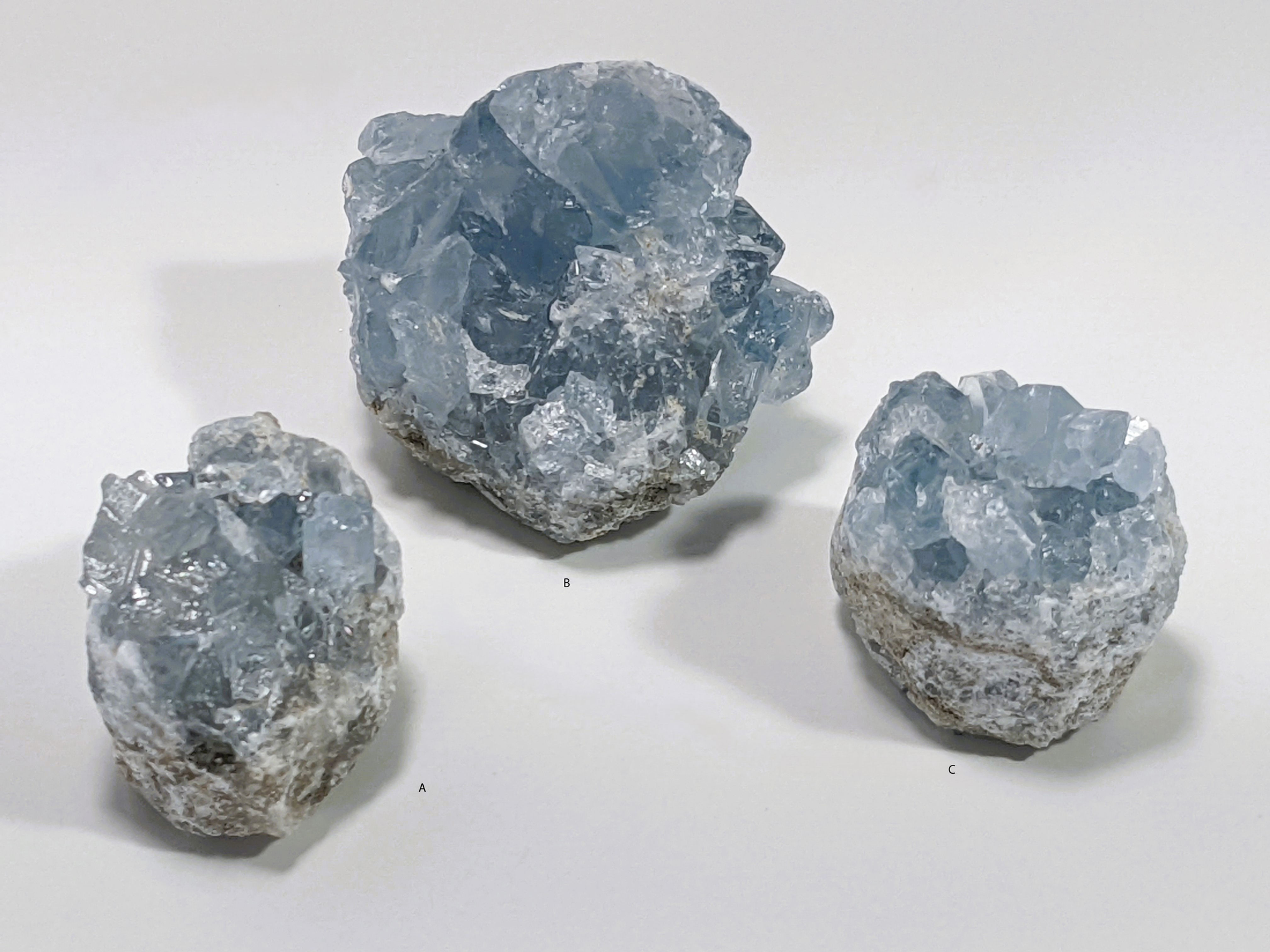 Soft and blue Celestite specimens