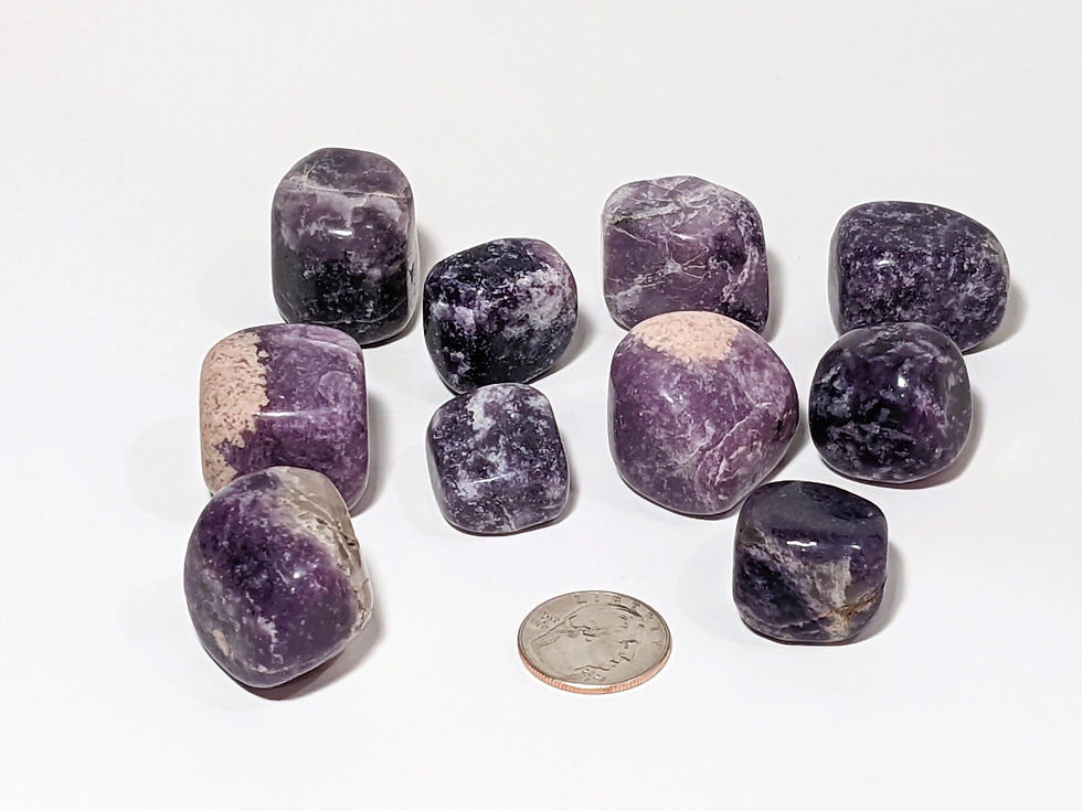 Californian Lepidolite tumble stones for emotional balance
