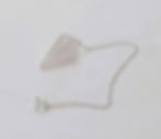 Clear quartz pendulum with smooth crystal point and chain.
