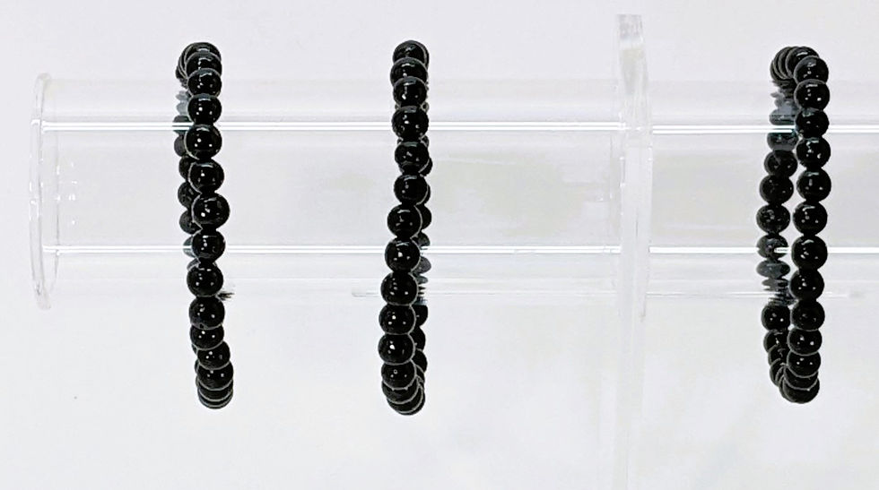 Thumbnail: Shungite beaded bracelets with smooth round black beads known for EMF protection and grounding energy