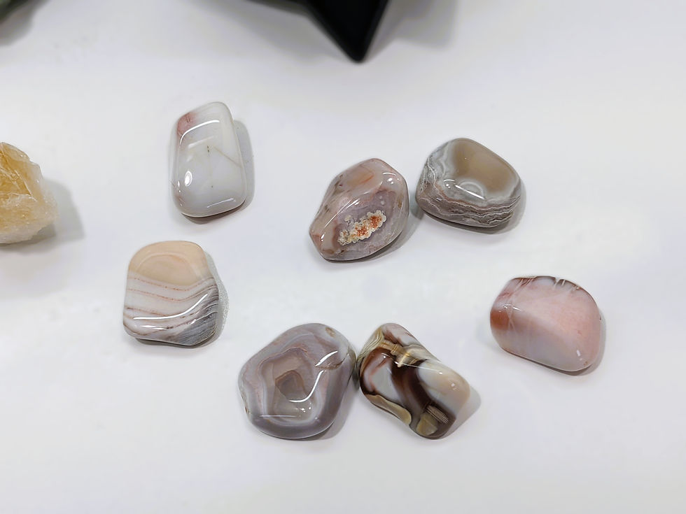 Thumbnail: Pink Botswana Agate tumbles, Kambaba Jasper, Brazilian Citrine, Shungite Merkaba