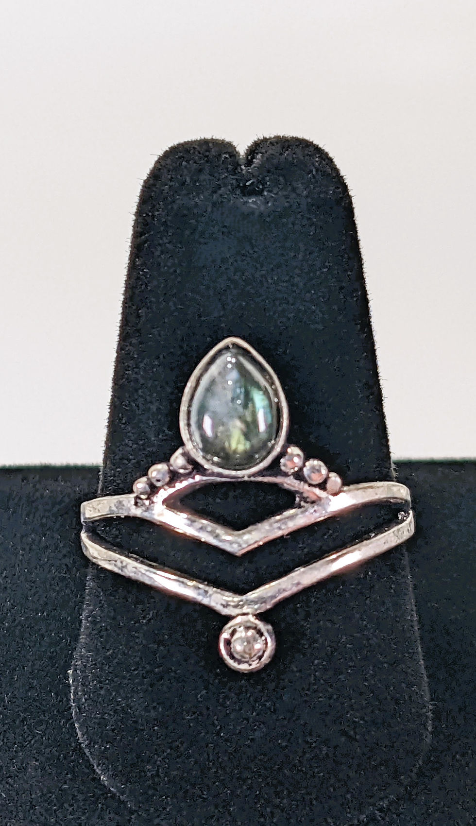 Thumbnail: regal-looking gemstone rings with multi silver banded design