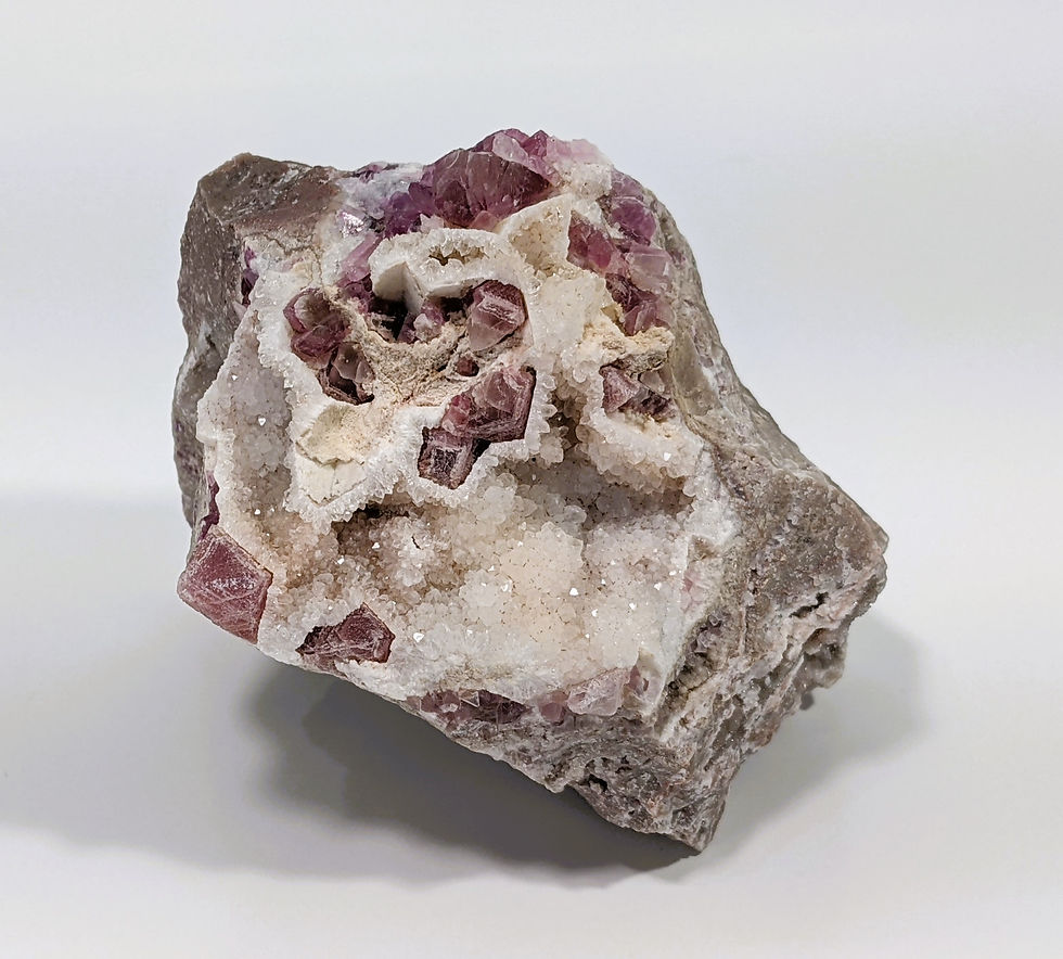 Thumbnail: Dazzling white druzy and purple Tombstone Fluorite