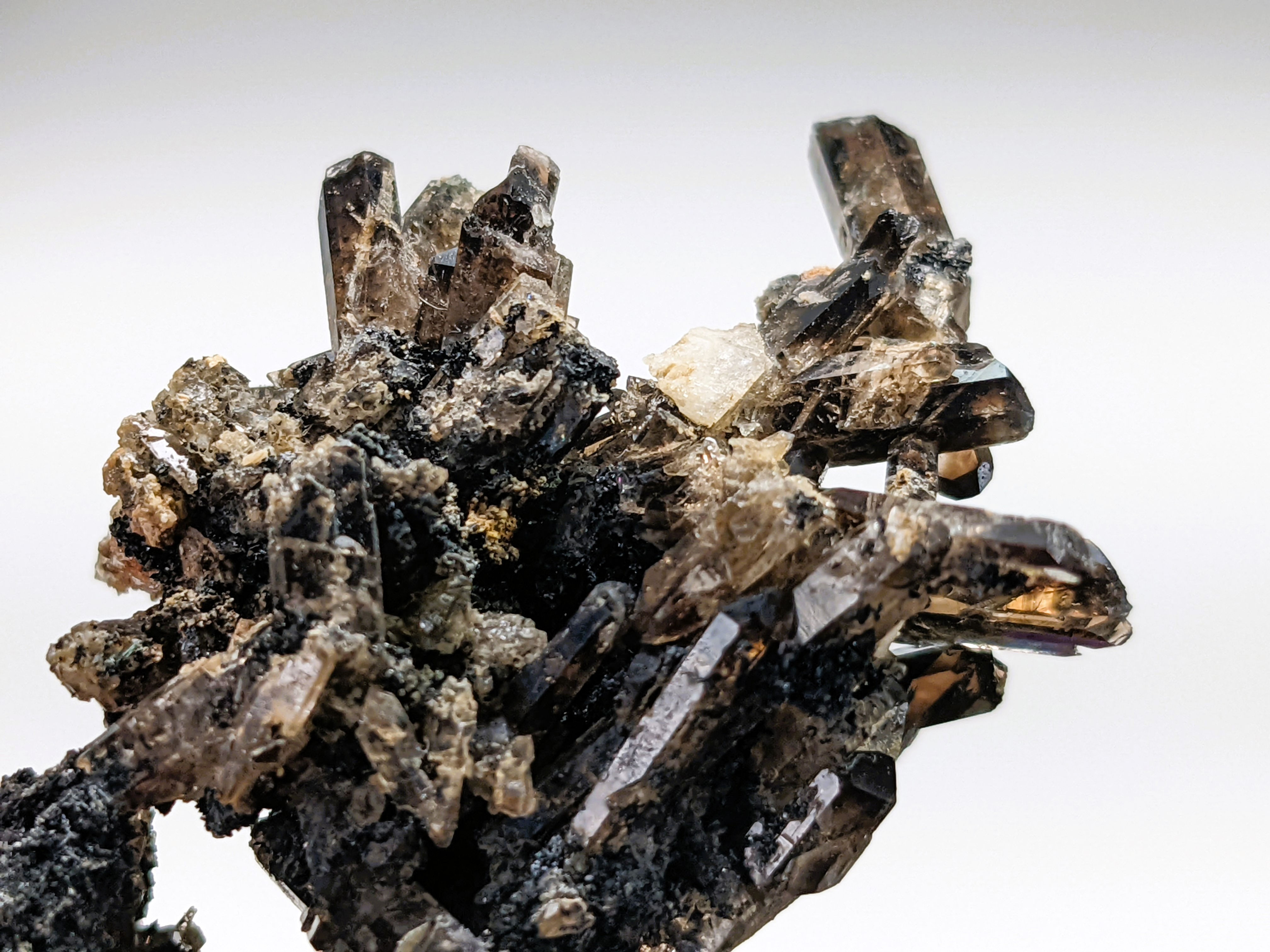 incredible aegirine and smoky quartz specimen