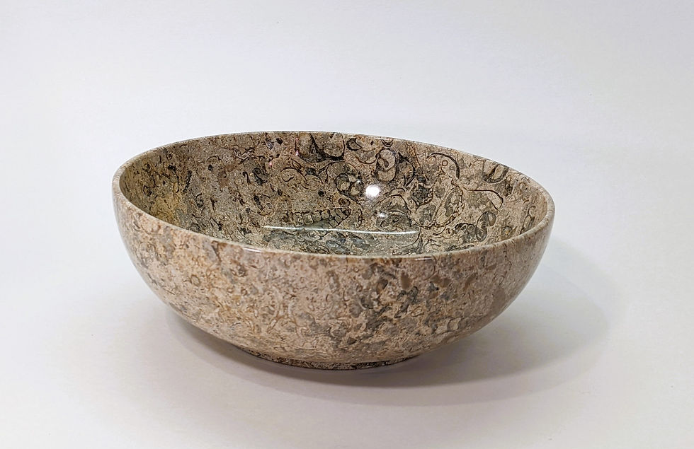 Thumbnail: Truly unique carved Fossilized Limestone Bowl