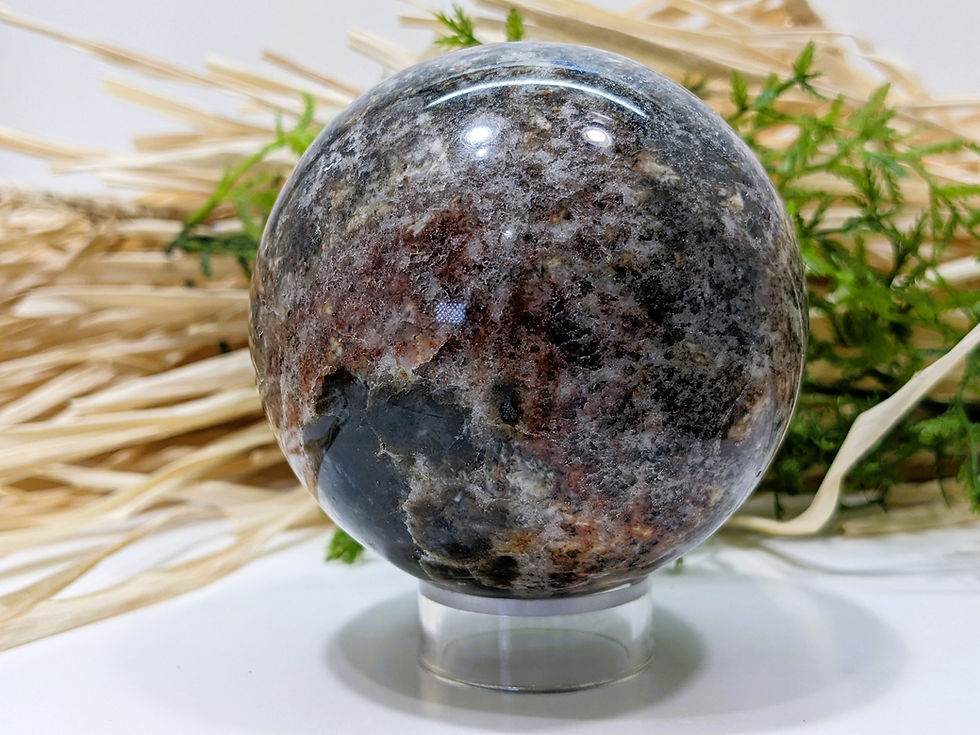 Thumbnail: Desert Rose Cluster, Ocean Jasper Sphere, Cheetah Jasper, and Kiwi Jasper tumble