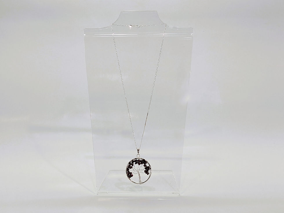 Thumbnail: Amethyst Tree of Life Pendant featuring a silver wire twisted tree with delicate amethyst bead leaves, creating a symbolic pi