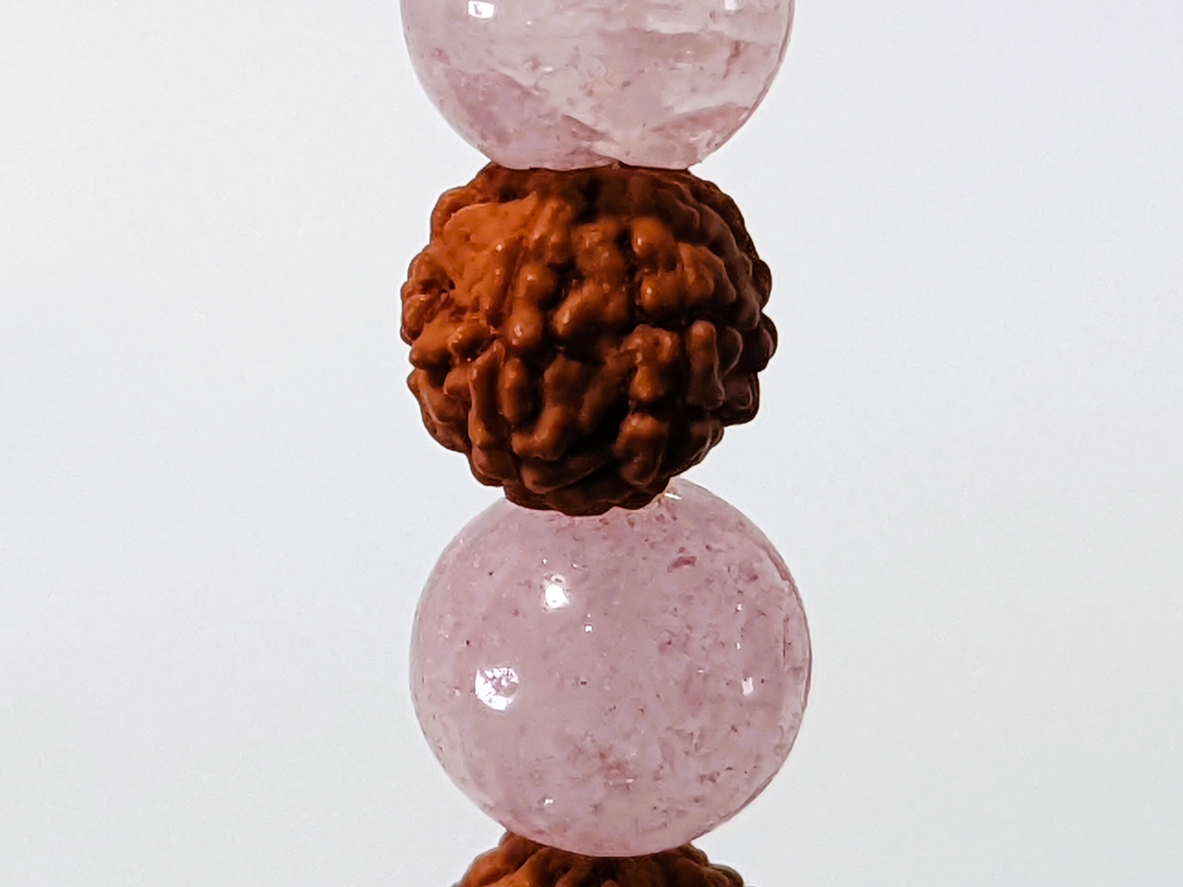 Rose Quartz Bracelet with Rudraksha Seed Beads – Promoting Love, Healing, and Spiritual Wellbeing