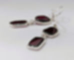 Sterling silver dangle earrings, deep red Garnet gemstones.