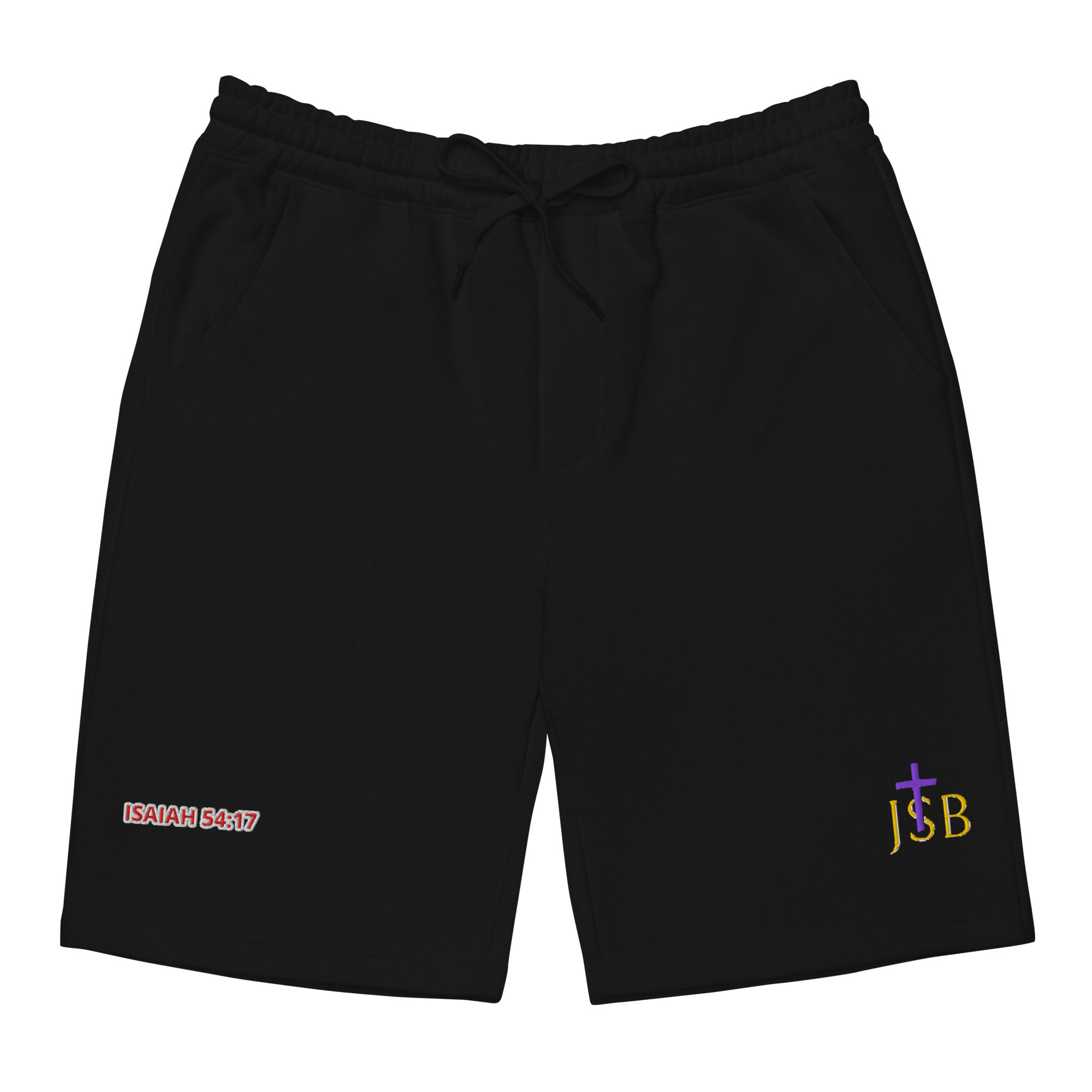 ISAIAH 54:17 BLACK FLEECE SHORTS